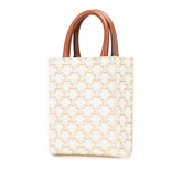 セリーヌ トリオンフ ミニ バーティカル カバ ハンドバッグ ショルダーバッグ 2WAY ホワイト ブラウン PVC レザー レディース CELINE 【中古】